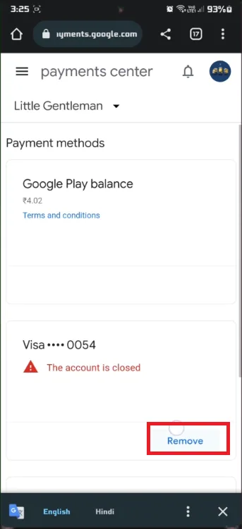 remove payment method