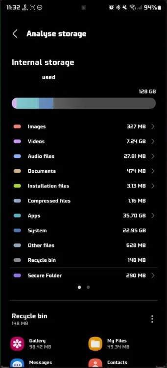 android storage settings