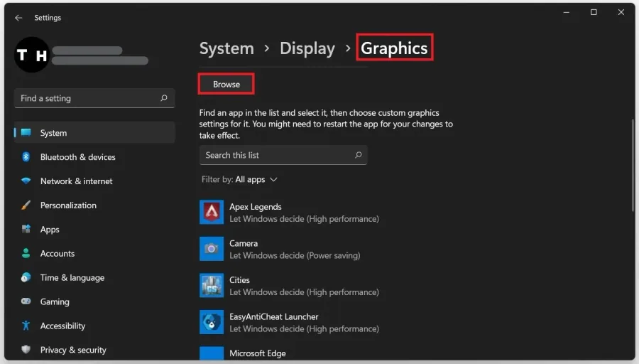 Graphics Settings > Graphics Preference > High Performance