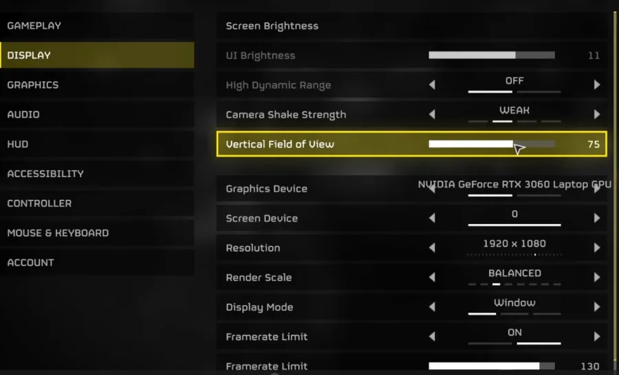 display settings