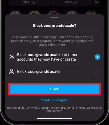 block user on instagram