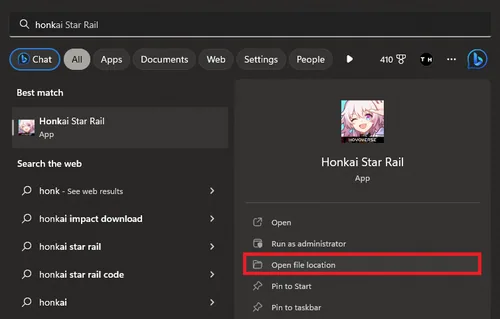 open file location honkai