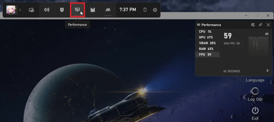 show in game frame rate