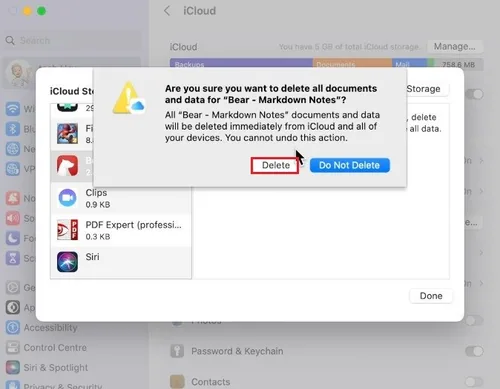 A list of apps will appear, including their storage utilization