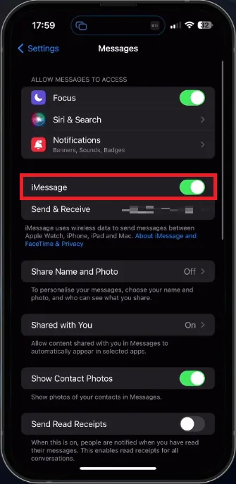 imessage settings on iphone