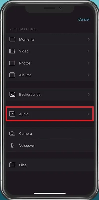 Use iMovie audio or your own music