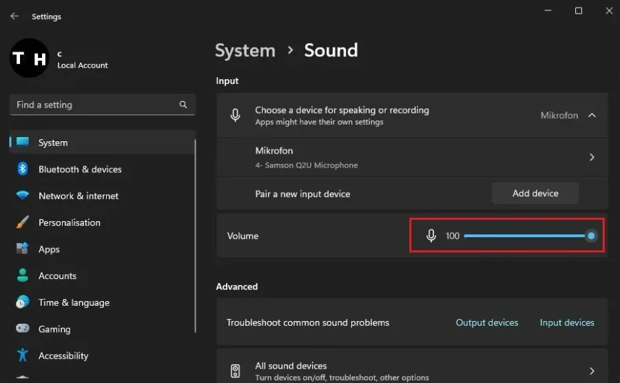 Windows Settings > System > Sound