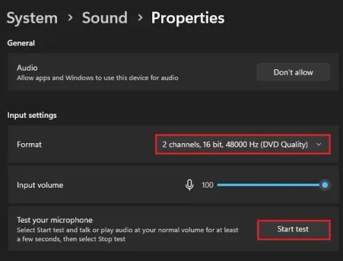 System Settings > Sound > Input Properties