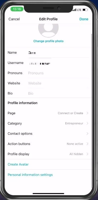 Edit Profile > Profile Information > Contact Options