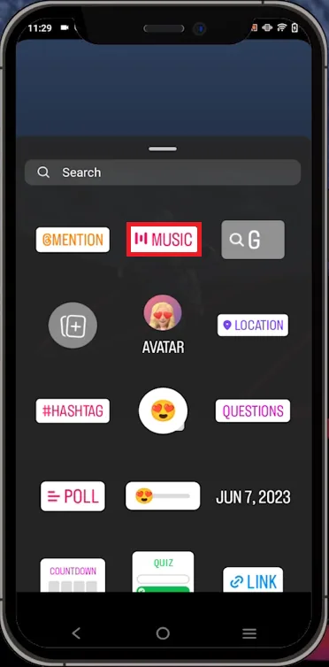 find music sticker for instagram