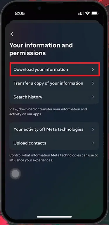 download your information