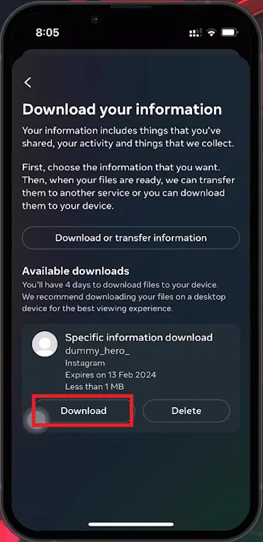 download your data