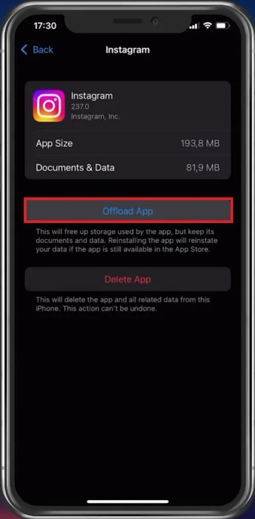 Clear the Instagram app cache on your iPhone
