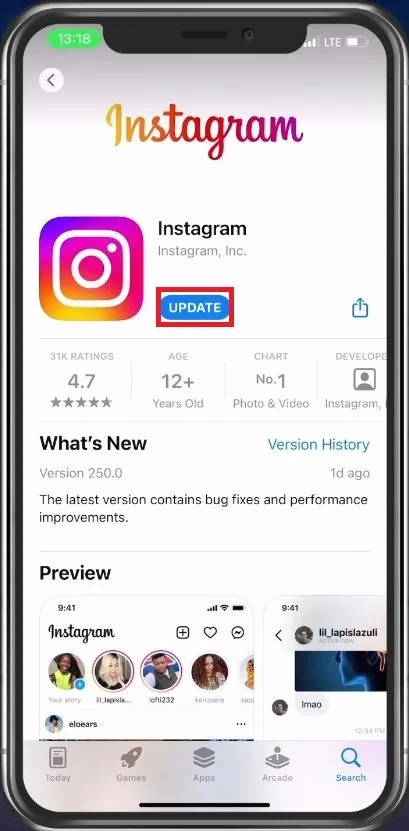 App Store > Instagram