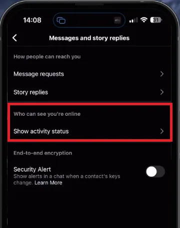 instagram who can see youre online settings