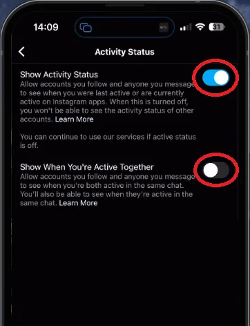 activity status settings