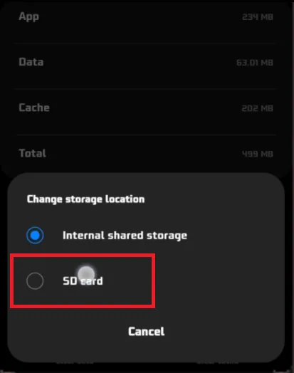 change storage location