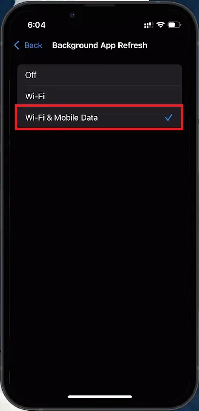 background app refresh