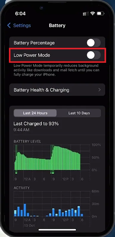disable low power mode