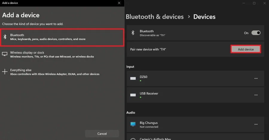 add bluetooth device
