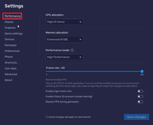bluestacks settings