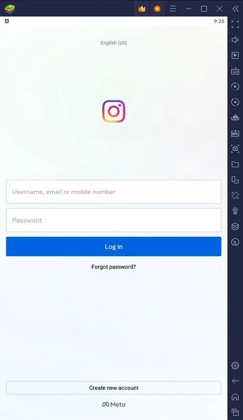 BlueStacks > Instagram Login