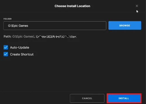 choose install location