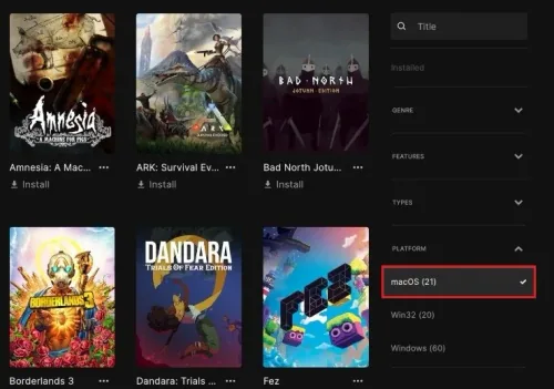 Epic Games Library for macOS