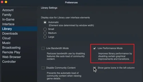 Steam Preferences > Library