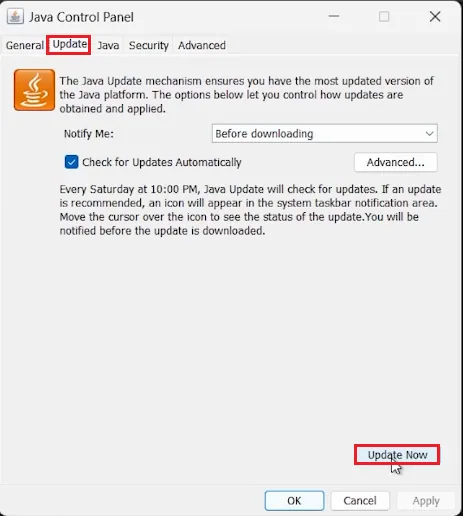update java