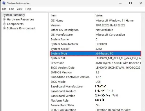 System Information App > System Summary