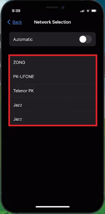 choose network carrier