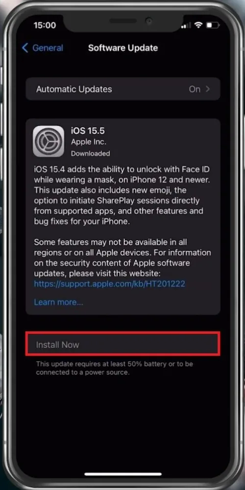 iPhone Settings > General > Software Update