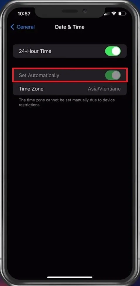 iPhone Settings > General > Date & Time
