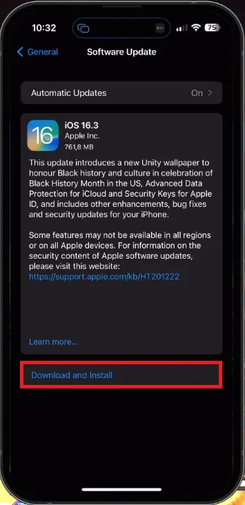 iPhone Settings > General > Software Update