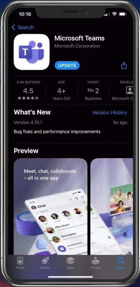Update app in question