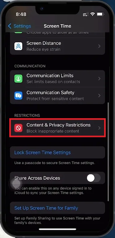 content restrictions