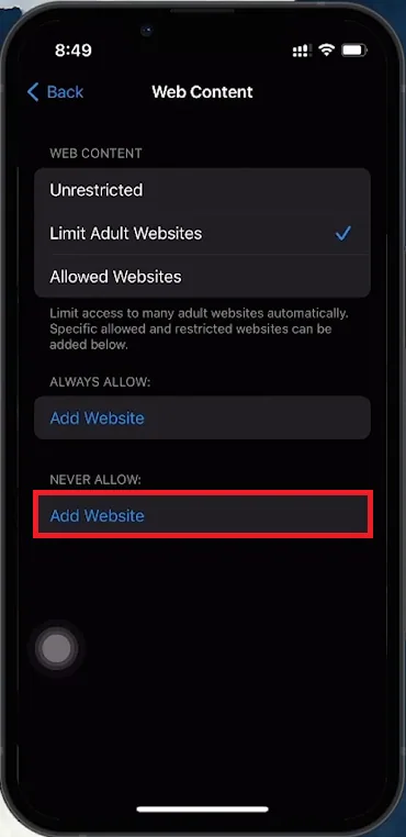 allow or not allow websites