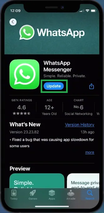 update whatsapp