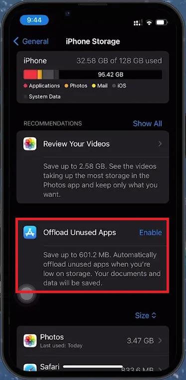 offload apps