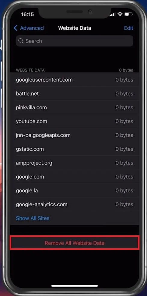 Remove All Website Data