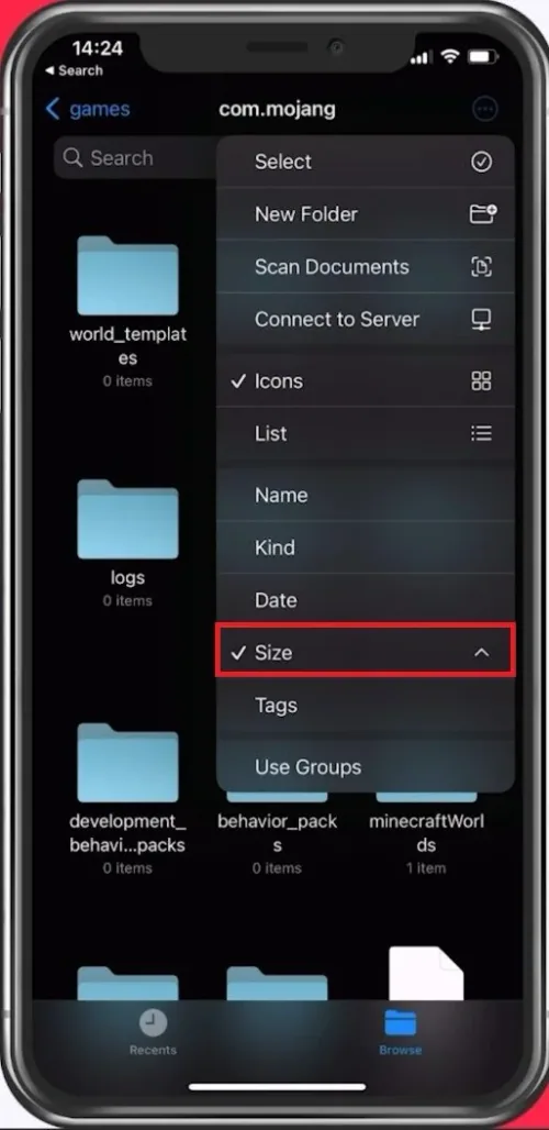 Sort your iPhone files by size
