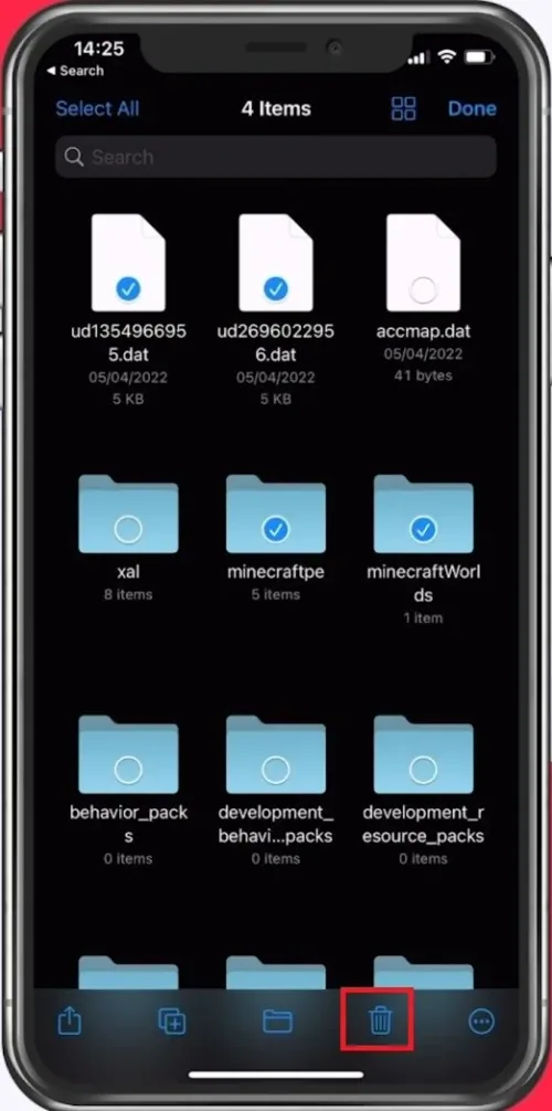 Delete the selected files