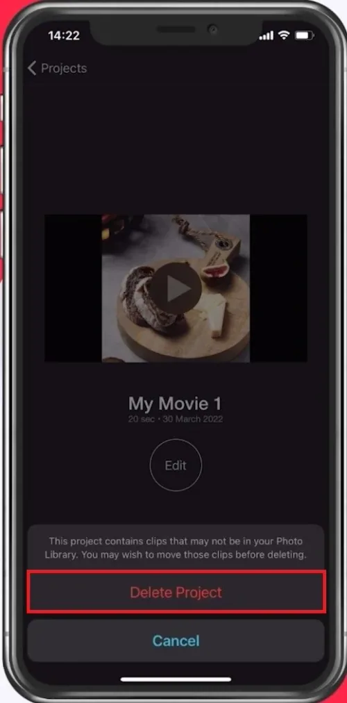 Delete unwanted iMovie projects and other files on your iPhone