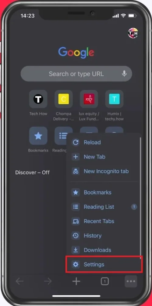 Chrome Brwoser > Settings