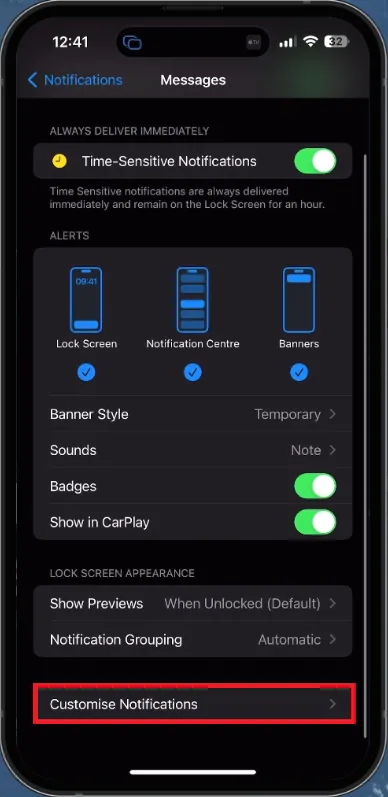 customize notification settings