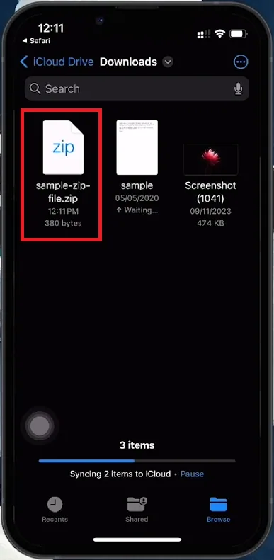 tap zip file