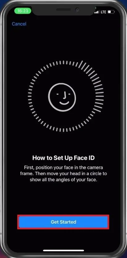 Complete the Face ID process