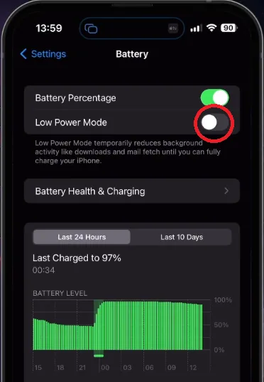 disable low power mode