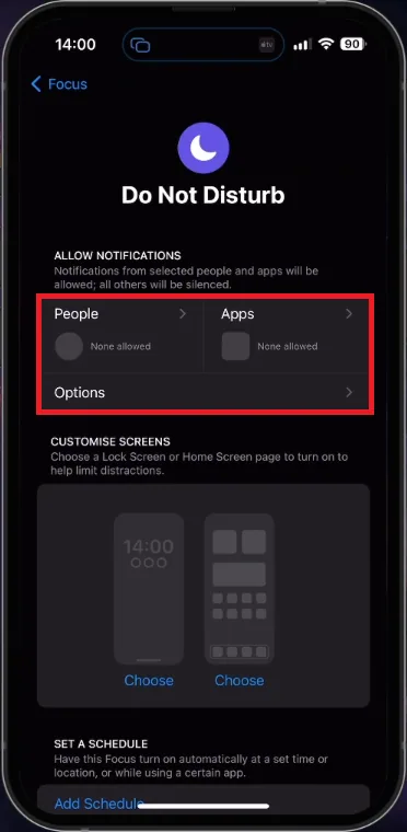 disable focus modes